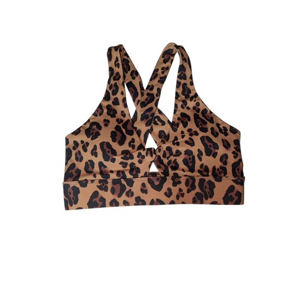 Fabletics Sports Bra S Women's Leopard Print Oasis Twist Medium Impact Strappy - Picture 2 of 8